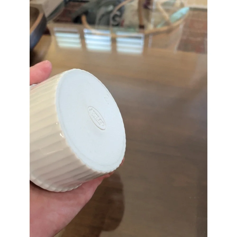 Apilco France White Porcelain Ribbed Ramekin - Size 2 - 3